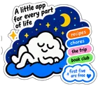 The cloud asleep under the stars, surrounded by little apps: recipes, chores, the trip, book club. It says: A little app for every part of life