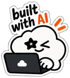 The cloud at a laptop. It says: built with AI