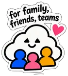 The cloud with three little people. It says: for family, friends, teams