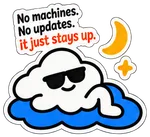 The cloud asleep under a moon. It says: it just stays up