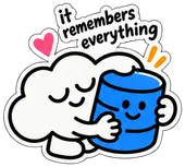 The cloud hugging a barrel. It says: It remembers everything
