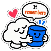 The cloud hugging a blue barrel. It says: It remembers