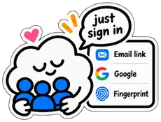 The cloud hugging three little people. It says: just sign in