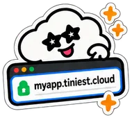The cloud peeking over a browser bar that reads myapp.tiniest.cloud