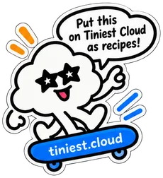 The cloud on a skateboard, saying: Put this on Tiniest Cloud as recipes!